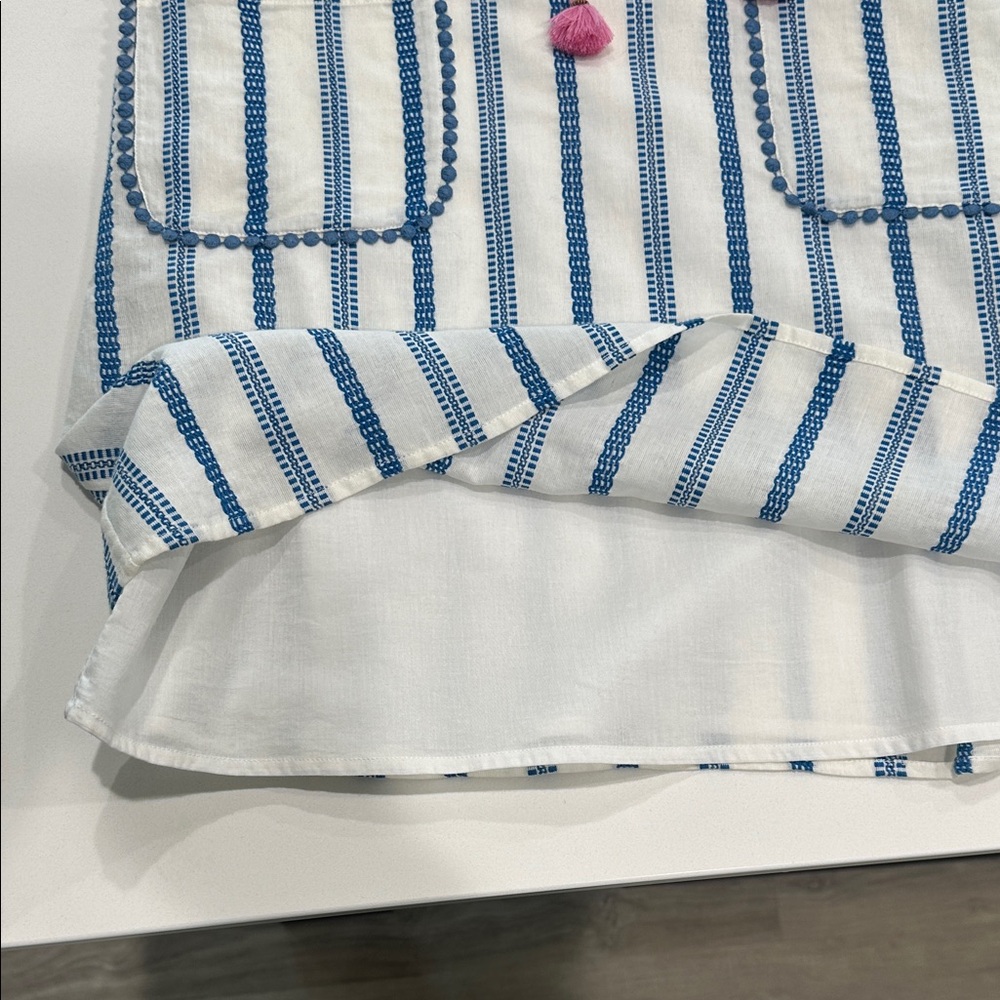 Jude Connally White Dress with Blue Stripes - Picture 4 of 4